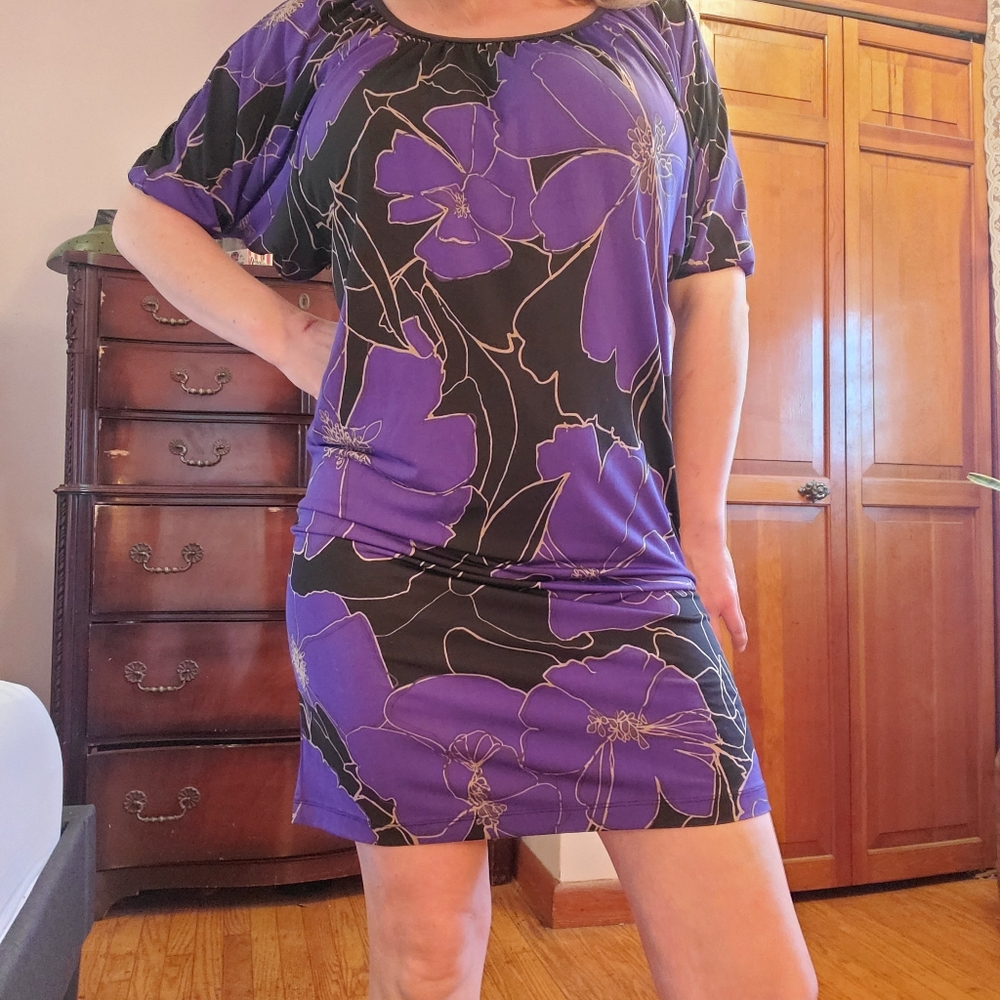 Jonathan Martin  Dress Purple Black Floral